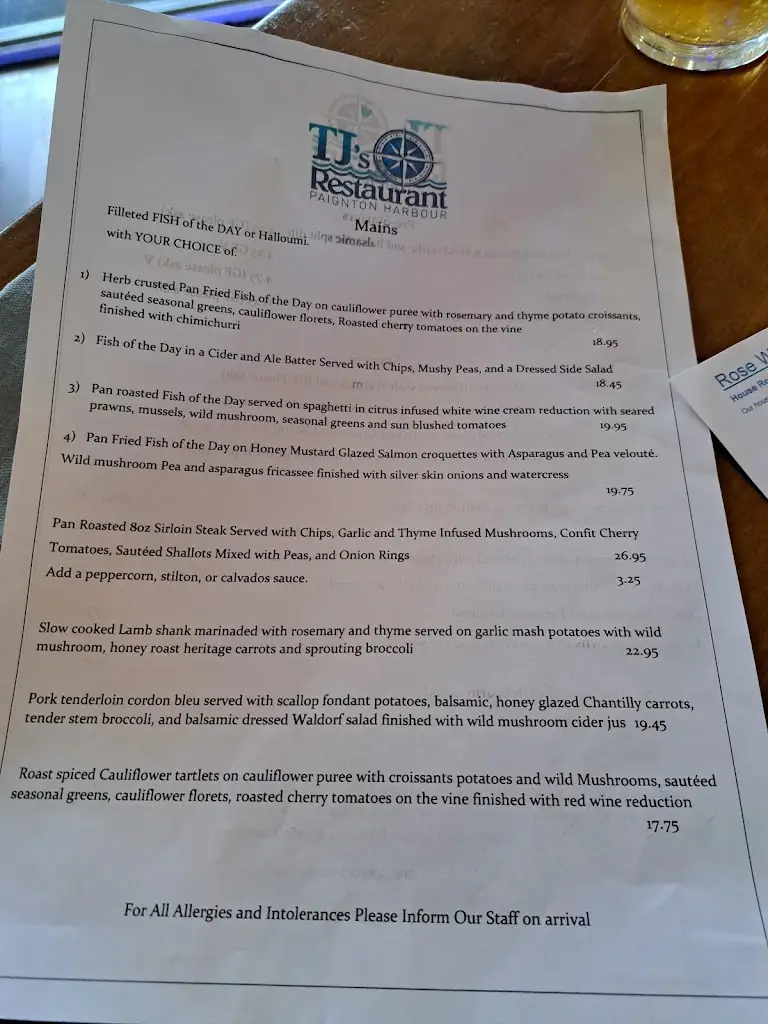 Menu_TJ's Restaurant_Paignton_image_1