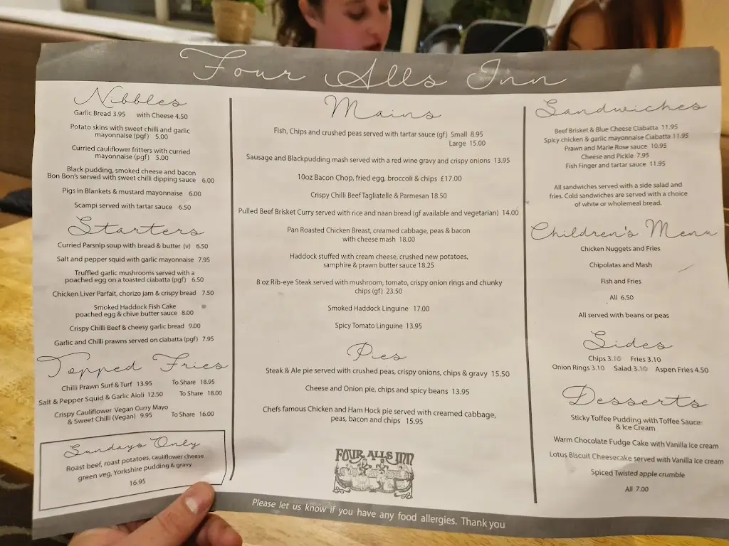 Menu_Four Alls_Padiham_immagine_1