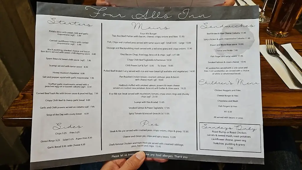 Menu_Four Alls_Padiham_immagine_2