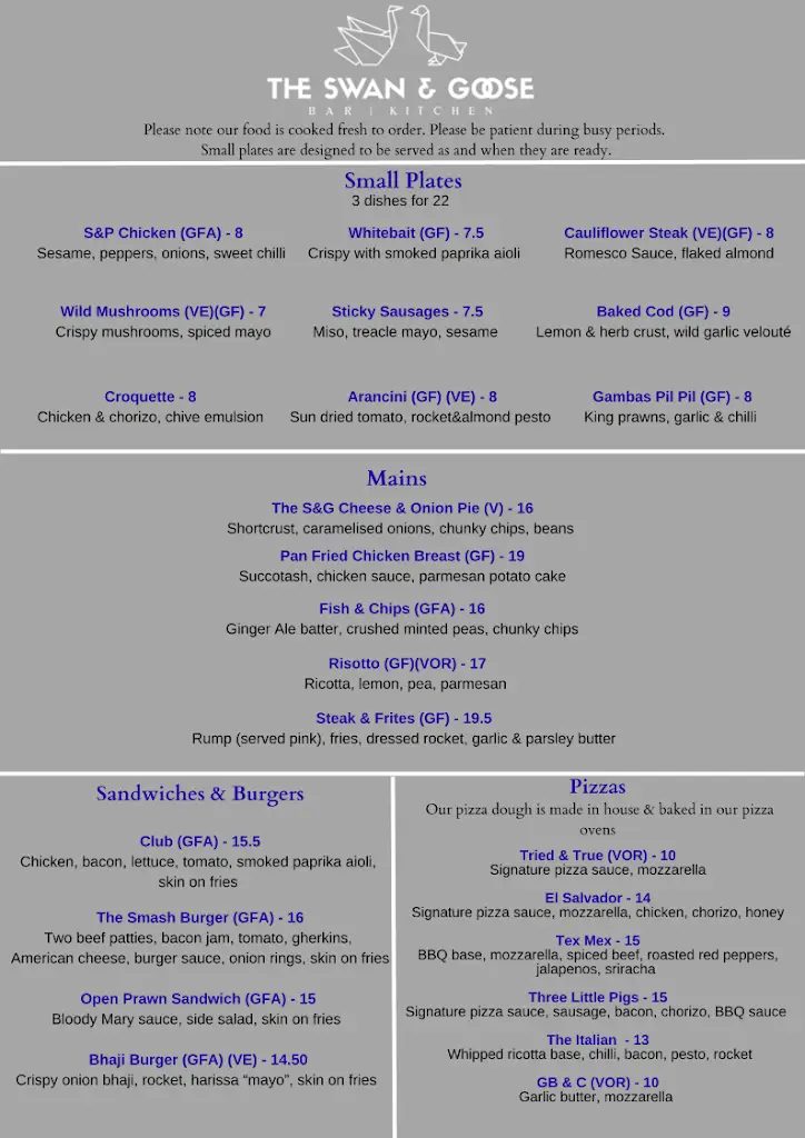 Menu_The Swan & Goose_Padiham_image_1
