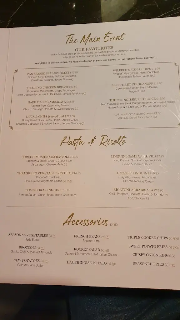 Menu_Wilfred's Restaurant_Padiham_image_1