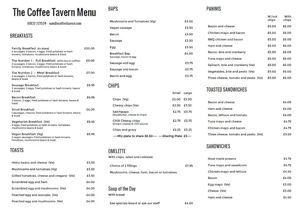 Menu_The Coffee Tavern_Oundle_image_1
