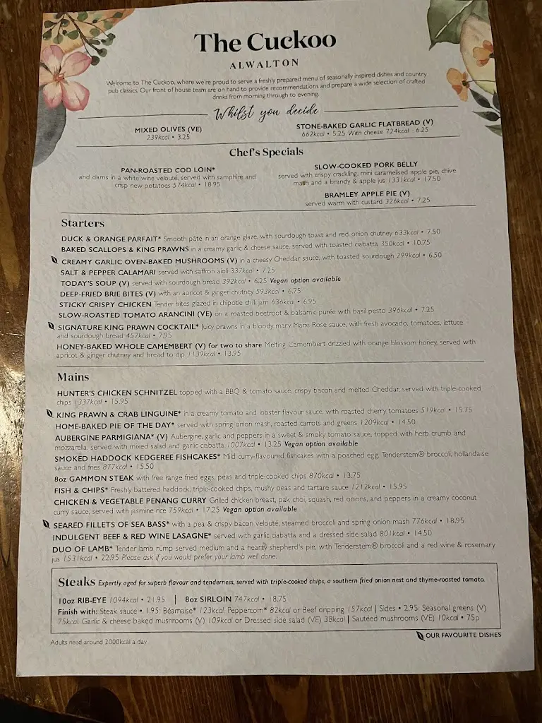 Menu_The Cuckoo_Oundle_image_2