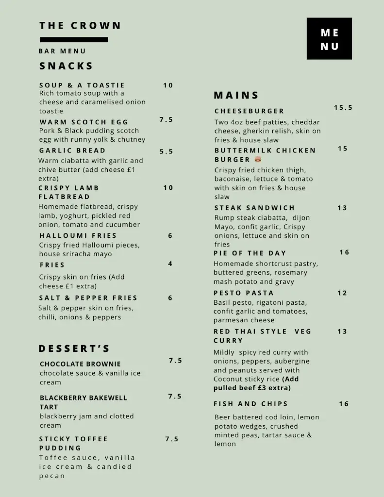 Menu_The Crown Bar & Kitchen_Pattingham_image_1