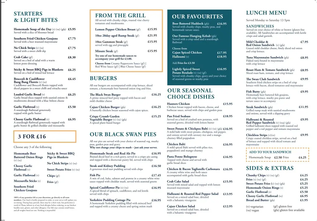 Menu_The Black Swan_Partington_image_1