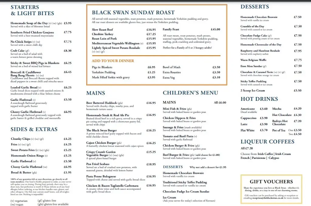 Menu_The Black Swan_Partington_image_3