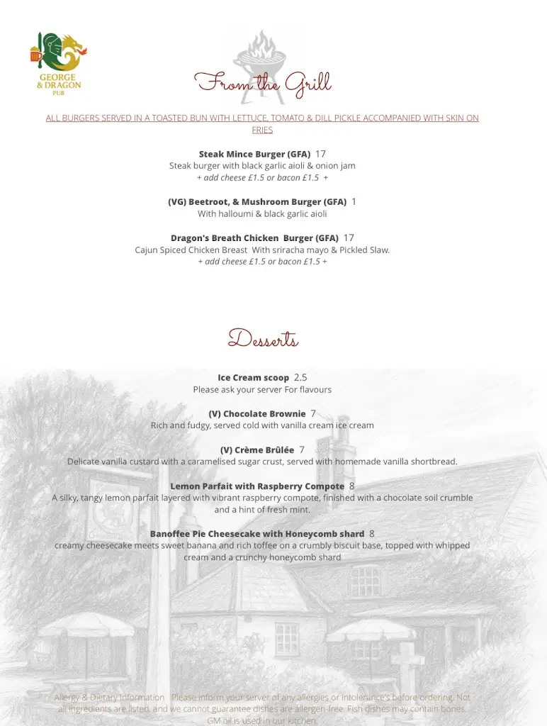 Menu_The George & Dragon_Partridge Green_image_1