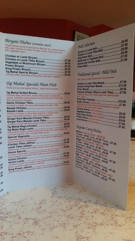 Menu_Taj Mahal_Peasedown Saint John_image_1
