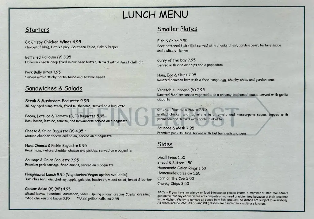 Menu_The Fingerpost_Pelsall_image_3