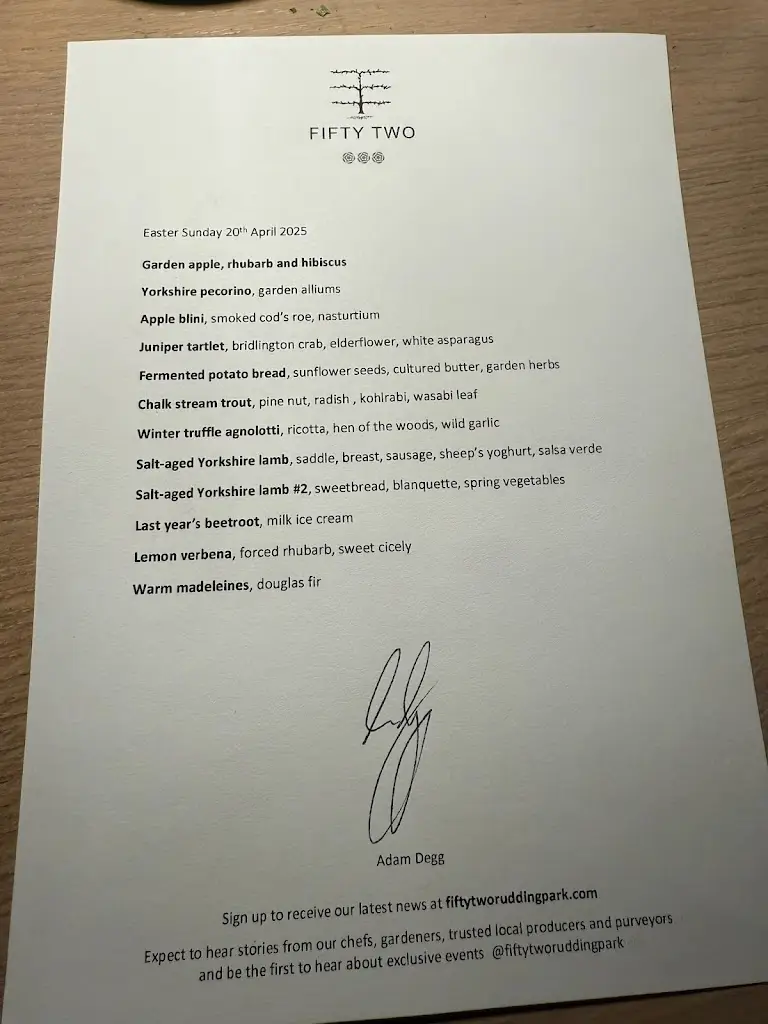Menu_FIFTY TWO at Rudding Park | 3 AA rosettes | Michelin guided_Pannal_immagine_1