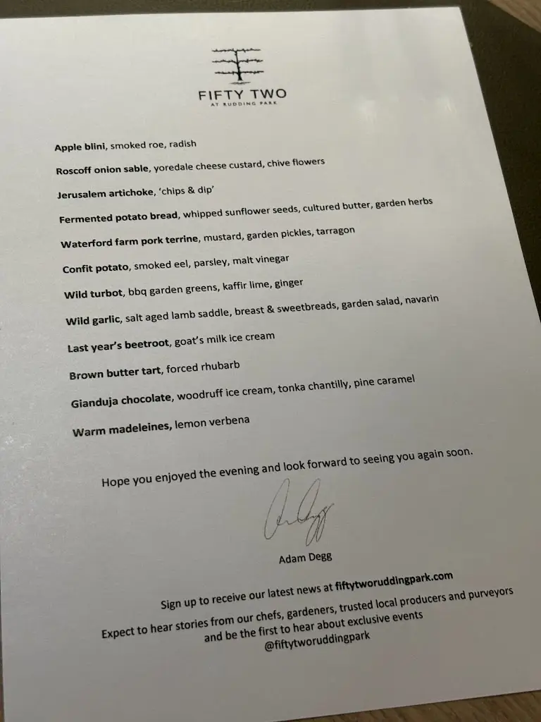 Menu_FIFTY TWO at Rudding Park | 3 AA rosettes | Michelin guided_Pannal_immagine_2