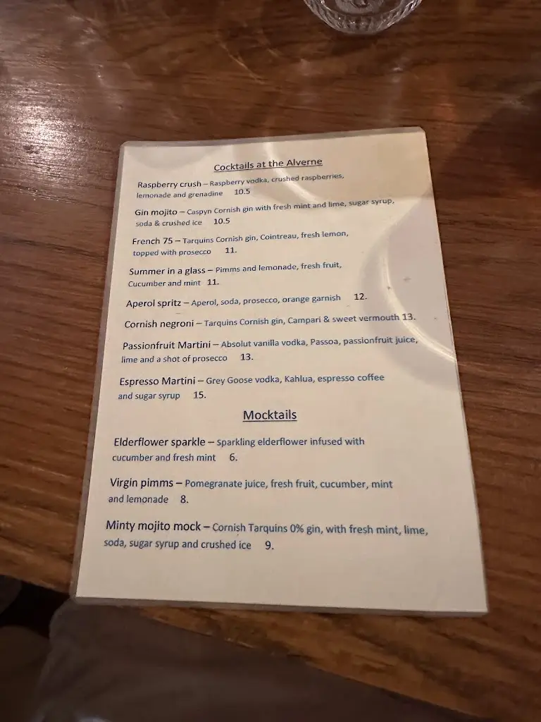 Menu_Alverne Restaurant & Lounge_Penzance_image_1