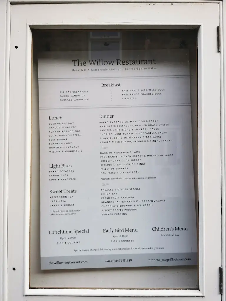 Menu_The Willow Restaurant & B&B_Pateley Bridge_image_1