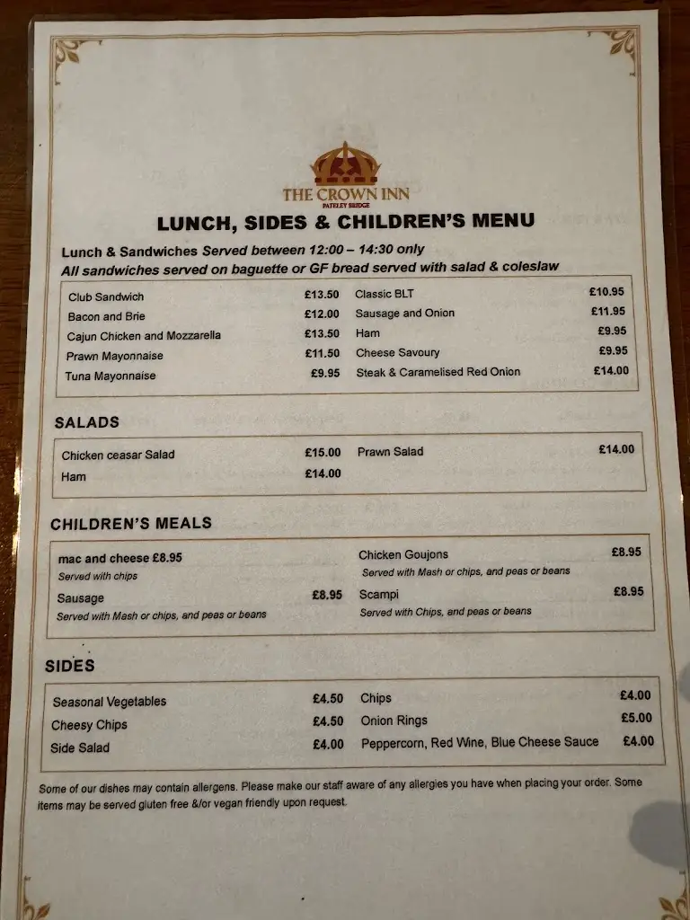 Menu_The Crown Inn_Pateley Bridge_immagine_2