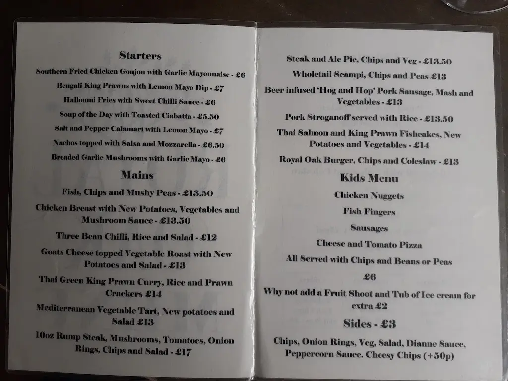 Menu_The Royal Oak_Pateley Bridge_image_2