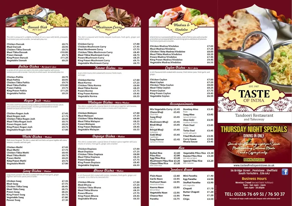 Menu_Taste Of India Penistone_Penistone_image_3