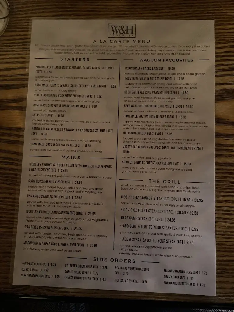 Menu_The Waggon & Horses_Penistone_image_2