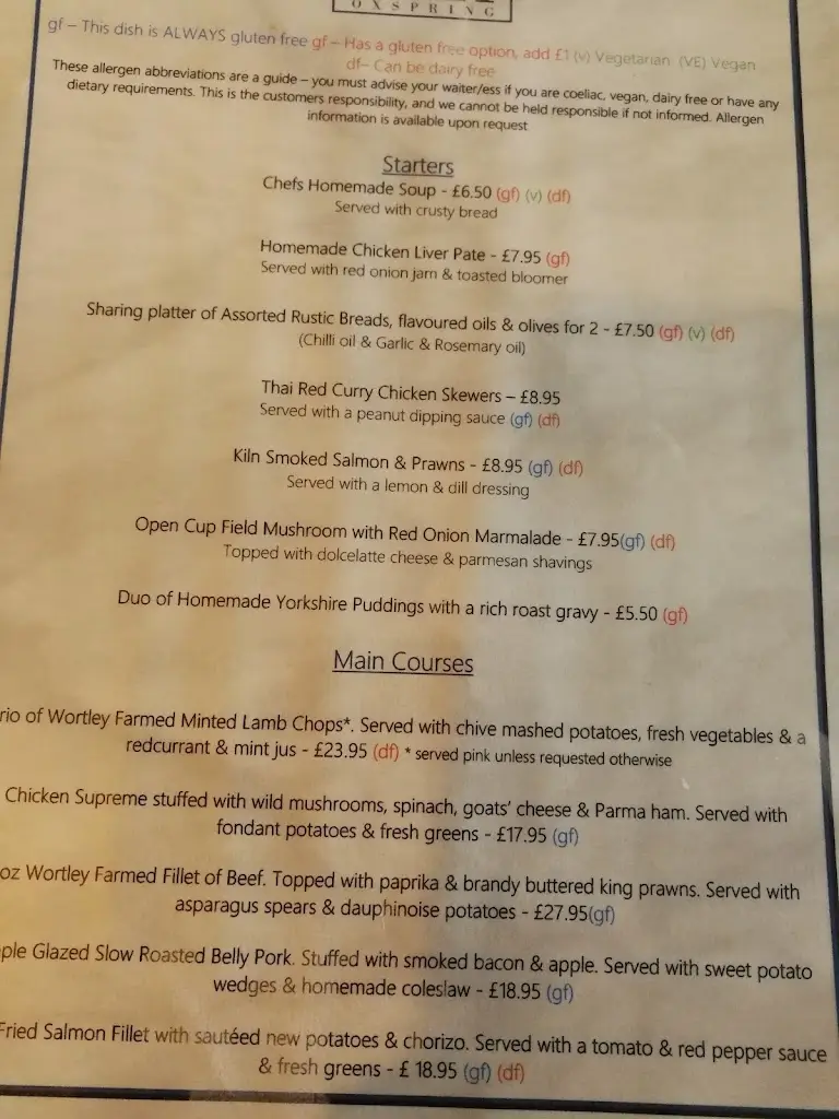 Menu_The Waggon & Horses_Penistone_image_3