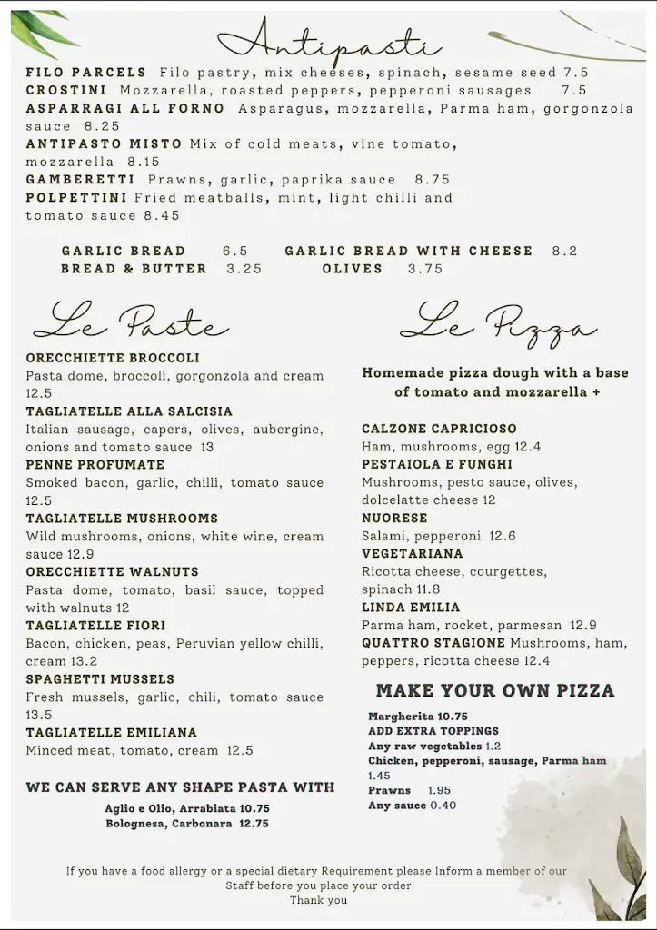 Menu_Il Giardino_Peckham_image_1