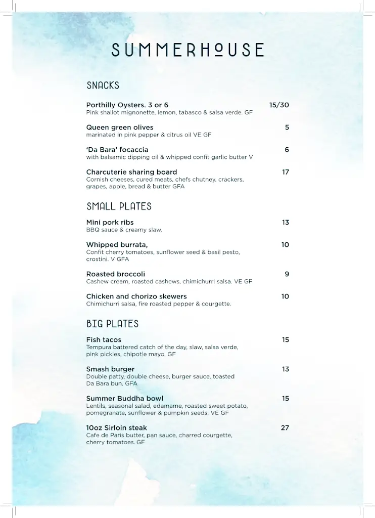 Menu_Summer House_Perranporth_immagine_2