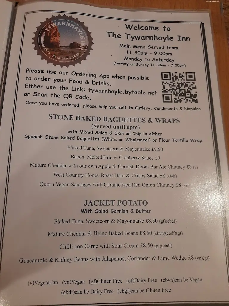 Menu_The Tywarnhayle_Perranporth_image_4