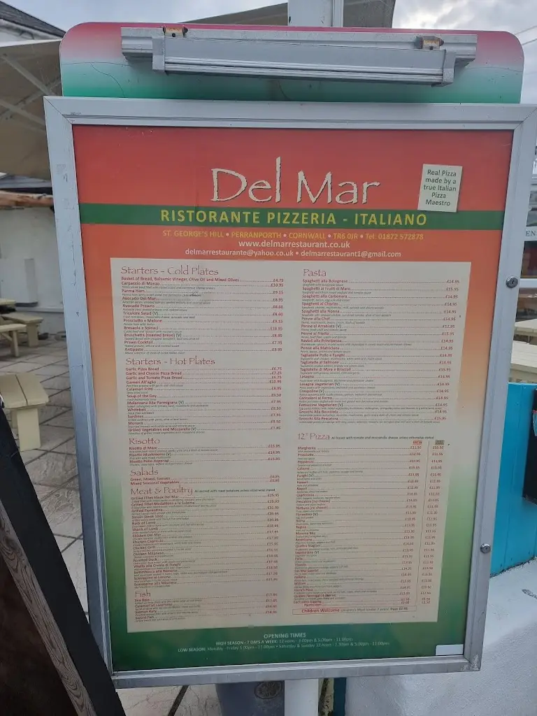 Menu_Del Mar Ristorante Pizzeria Italiano_Perranporth_image_3