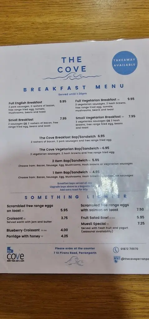 Menu_The Cove_Perranporth_image_1