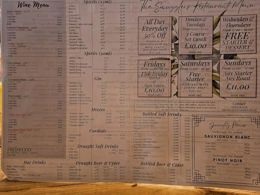 Menu_Smugglers Restaurant_Pevensey_immagine_4