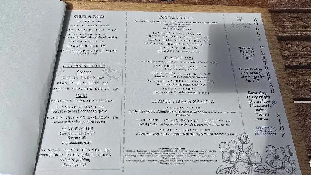 Menu_The Royal Oak & Castle_Pevensey_image_1