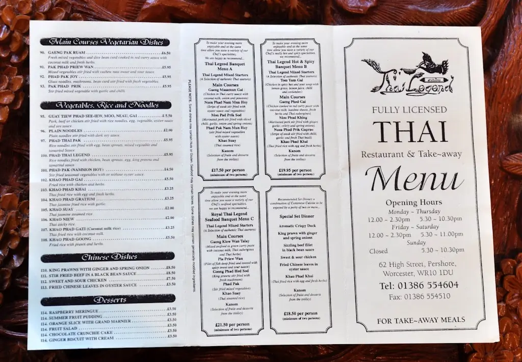 Menu_Thai Legend Restaurant_Pershore_image_1