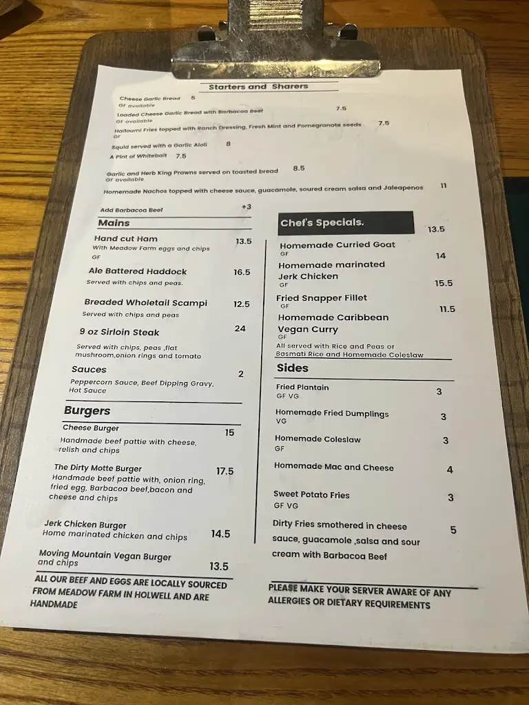 Menu_The Motte & Bailey_Pirton_image_1