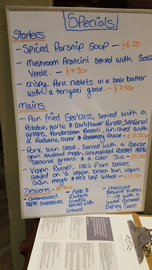 Menu_The View Hitchin Restaurant_Pirton_image_1