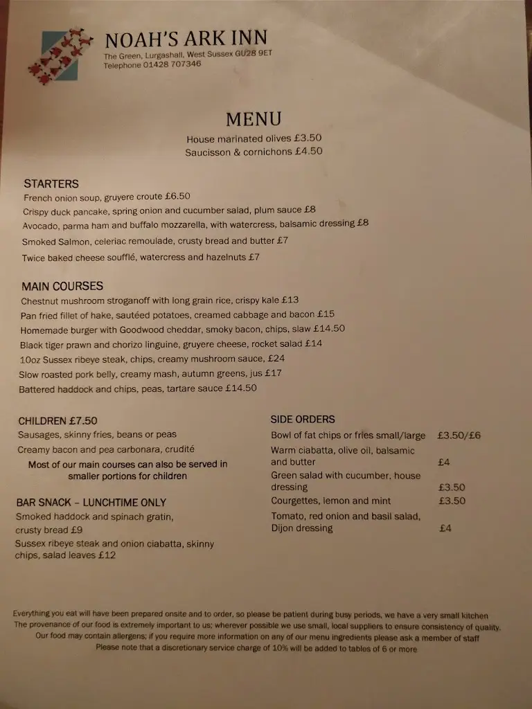 Menu_The Noahs Ark Inn_Petworth_image_3