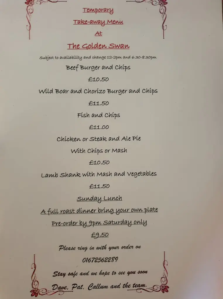 Menu_The Golden Swan pub_Pewsey_image_1