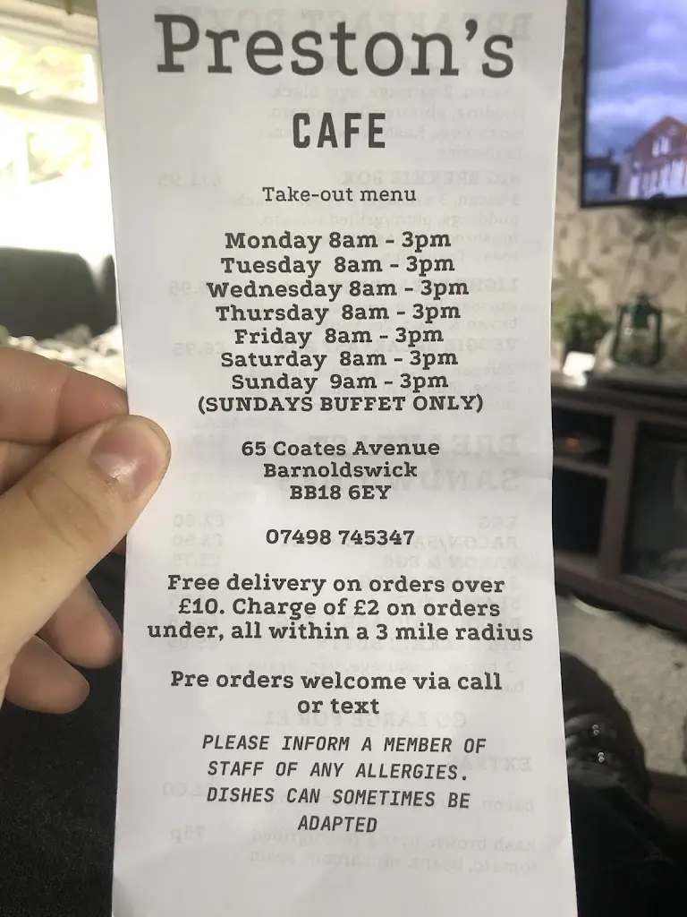 Menu_Preston's Cafe_Barnoldswick_imagen_3