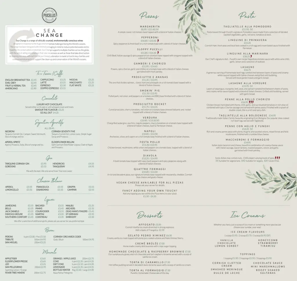 Menu_Pucelli's Restaurant_Padstow_image_1