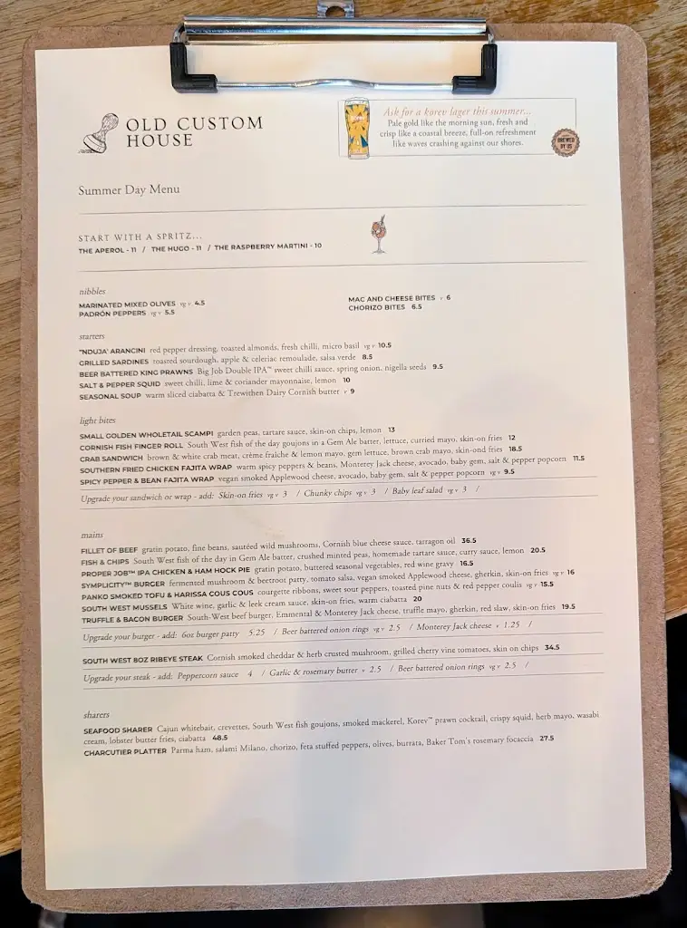Menu_Old Custom House, Padstow_Padstow_image_2
