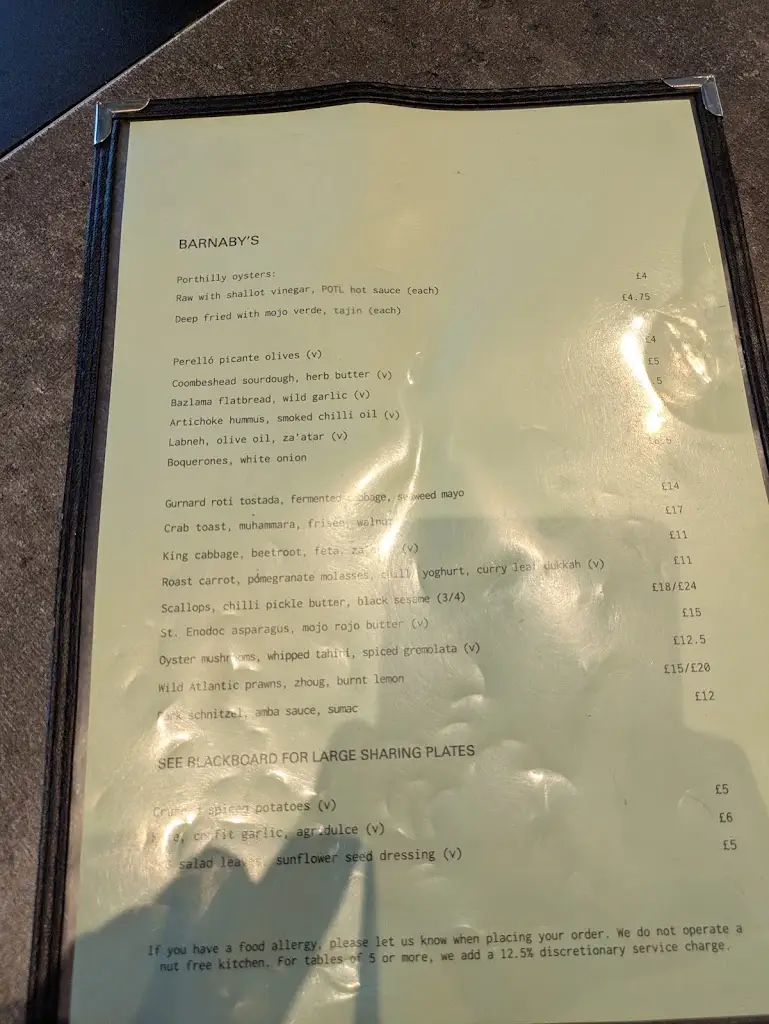 Menu_Barnaby's Padstow_Padstow_image_3