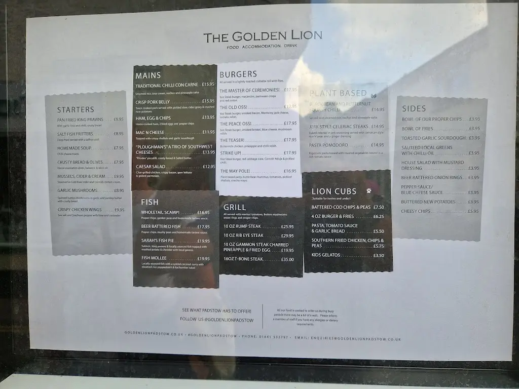 Menu_The Golden Lion_Padstow_image_1