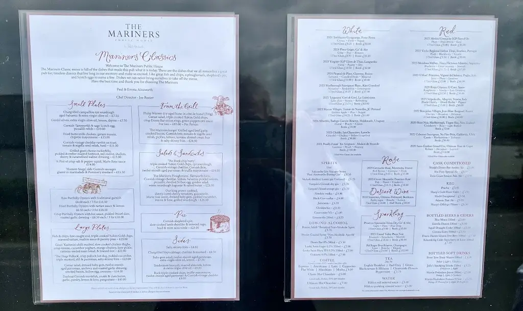 Menu_The Mariners Public House in Rock_Padstow_image_1