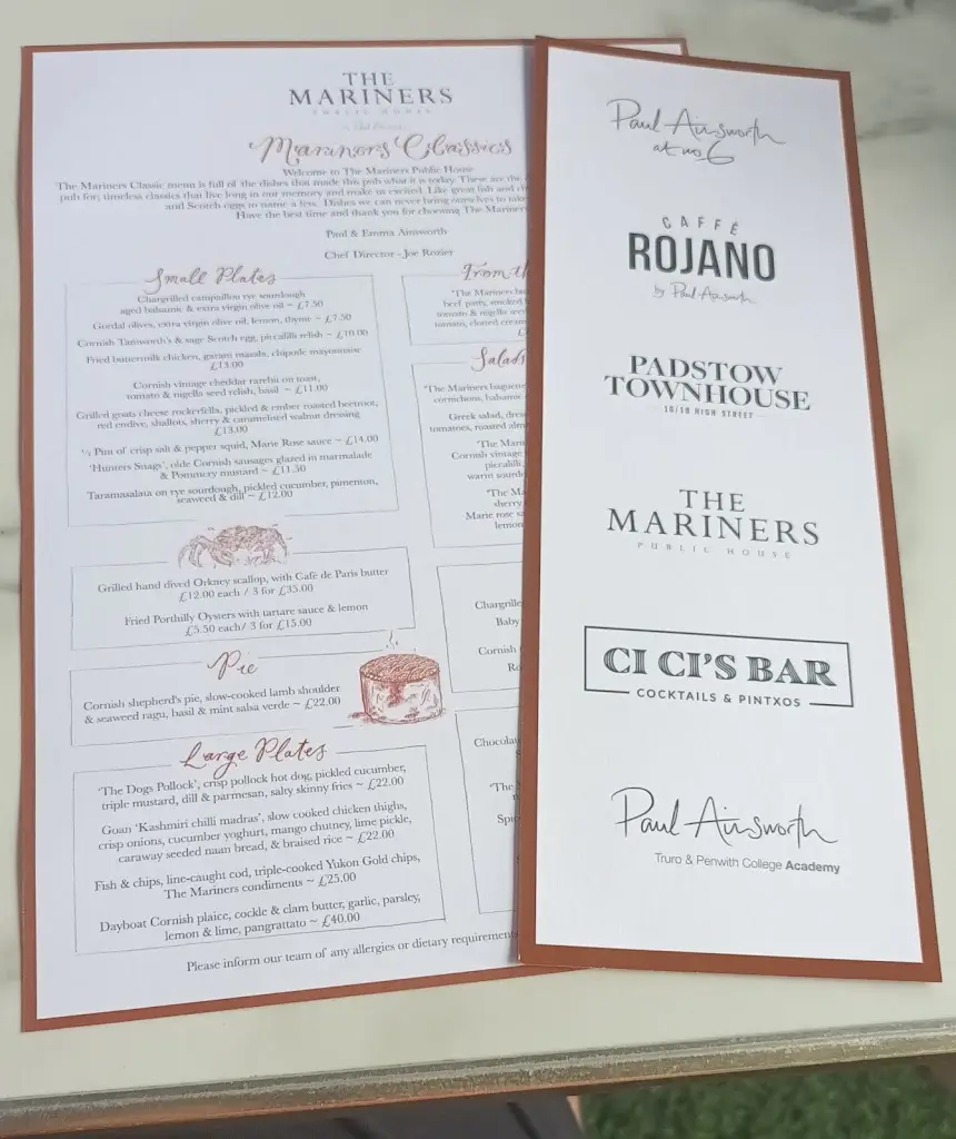 Menu_The Mariners Public House in Rock_Padstow_image_4