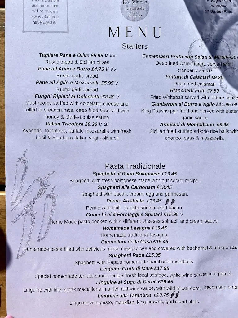 Menu_Da Vinci's Italian Restaurant_Poole_image_3
