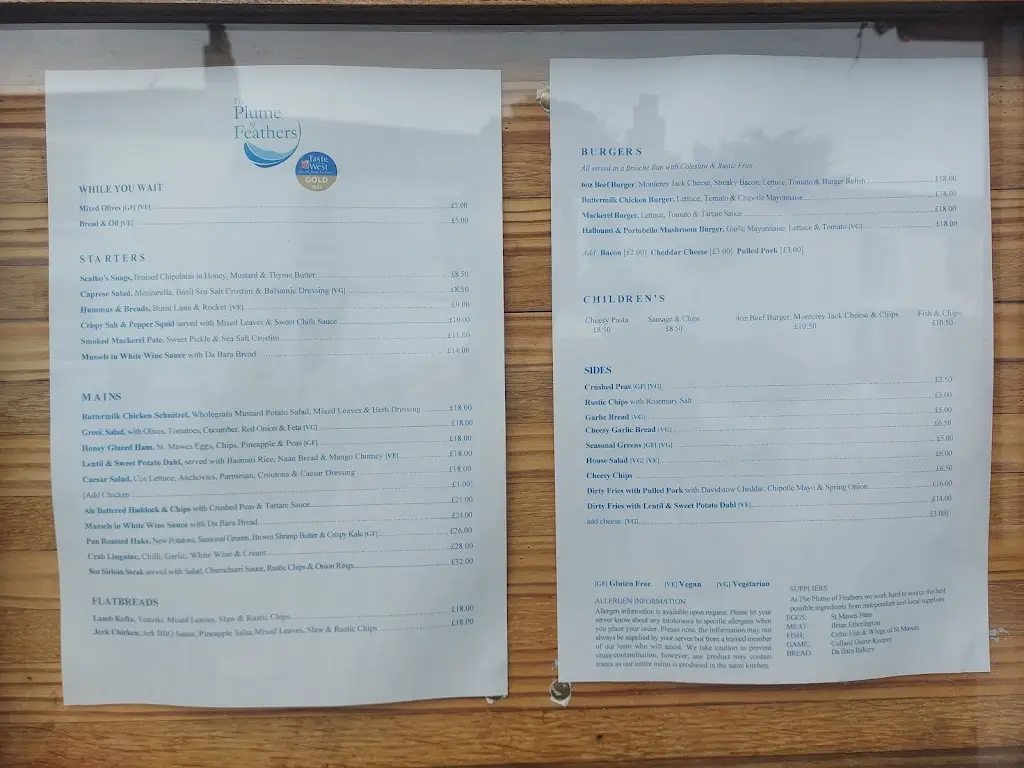 Menu_Plume of Feathers_Portscatho_image_2