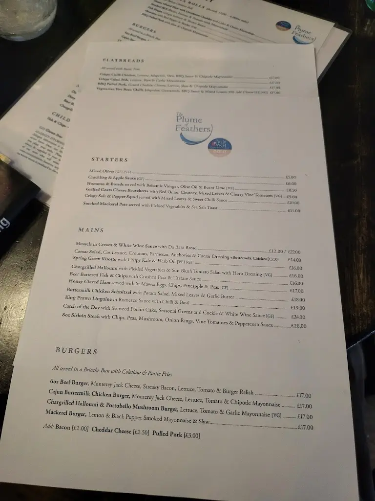 Menu_Plume of Feathers_Portscatho_image_4