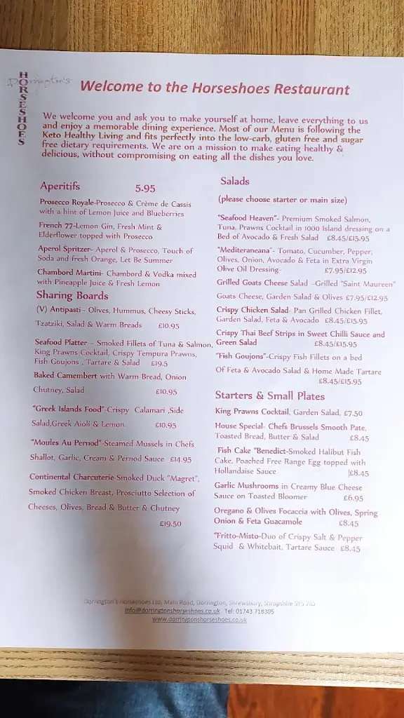 Menu_Dorrington's Horseshoes_Pontesbury_image_3