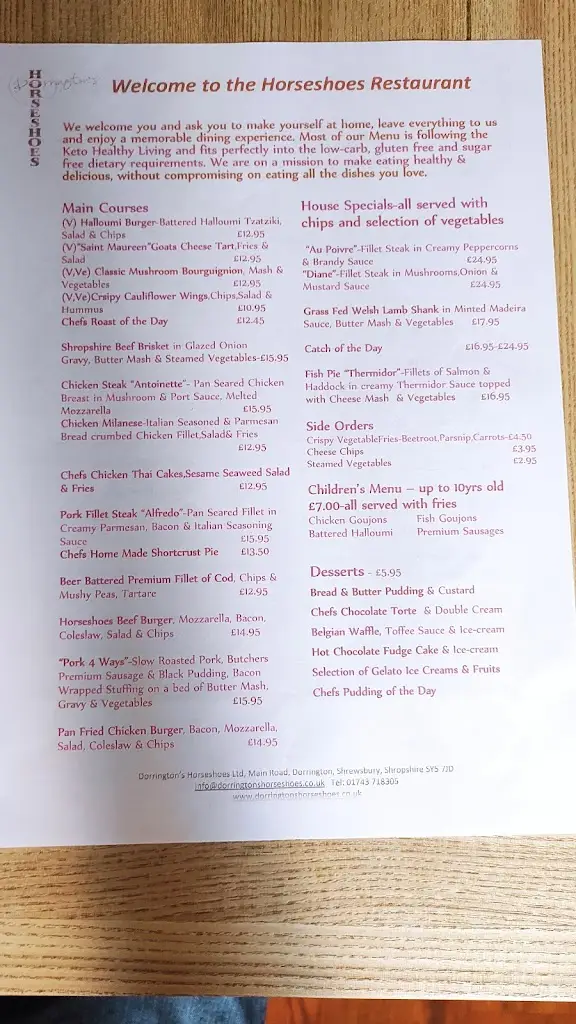 Menu_Dorrington's Horseshoes_Pontesbury_image_4