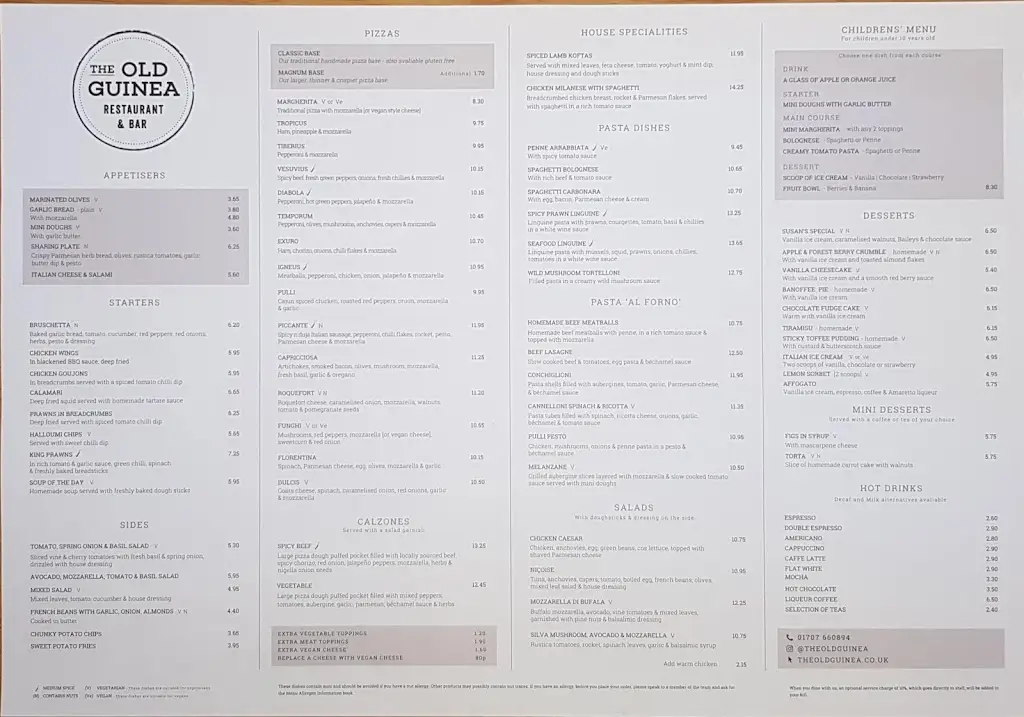 Menu_The Old Guinea_Potters Bar_image_1