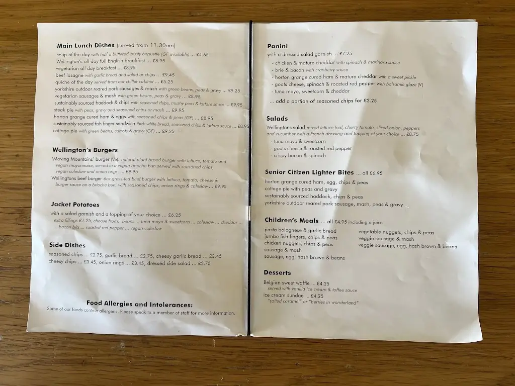 Menu_Wellington's Cafe and Bistro_Potterspury_image_1