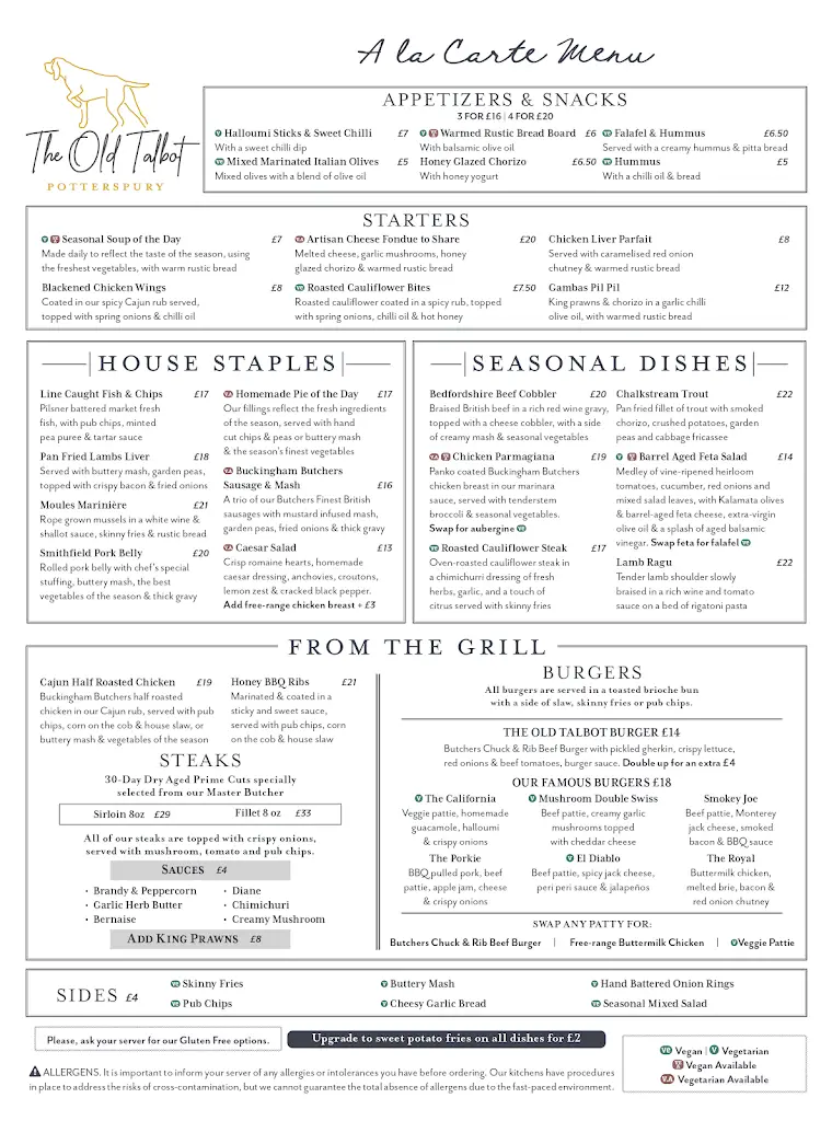 Menu_The Old Talbot Restaurant, Pub, Hotel and Takeaway_Potterspury_image_3