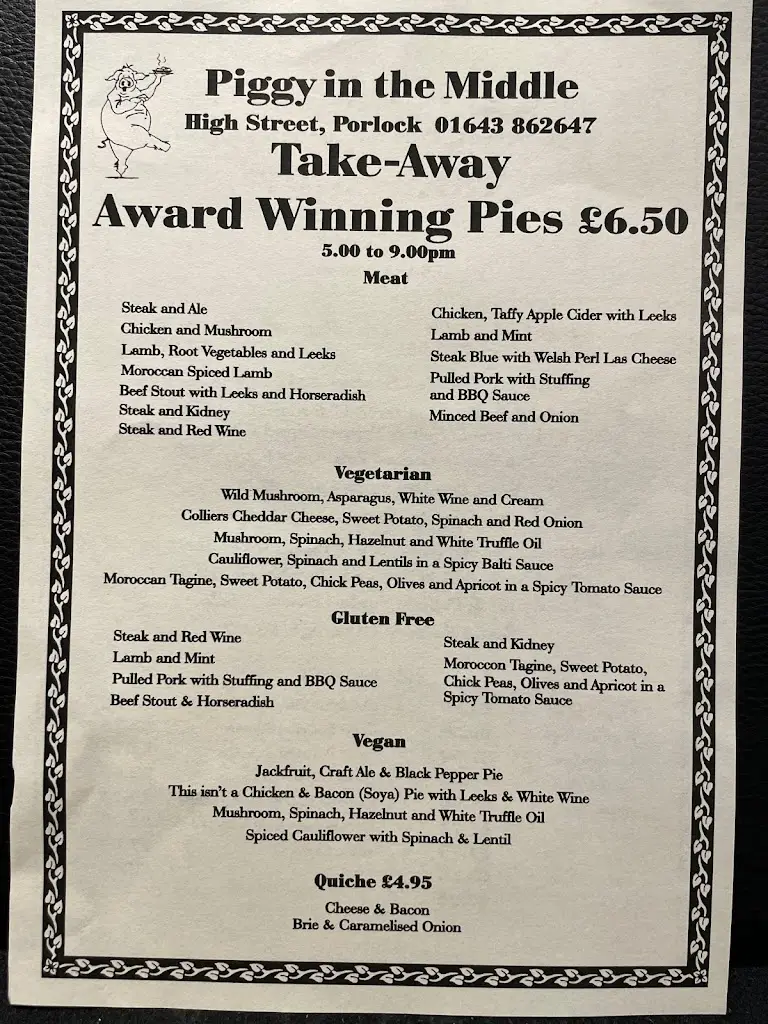 Menu_Piggy In The Middle_Porlock_image_1